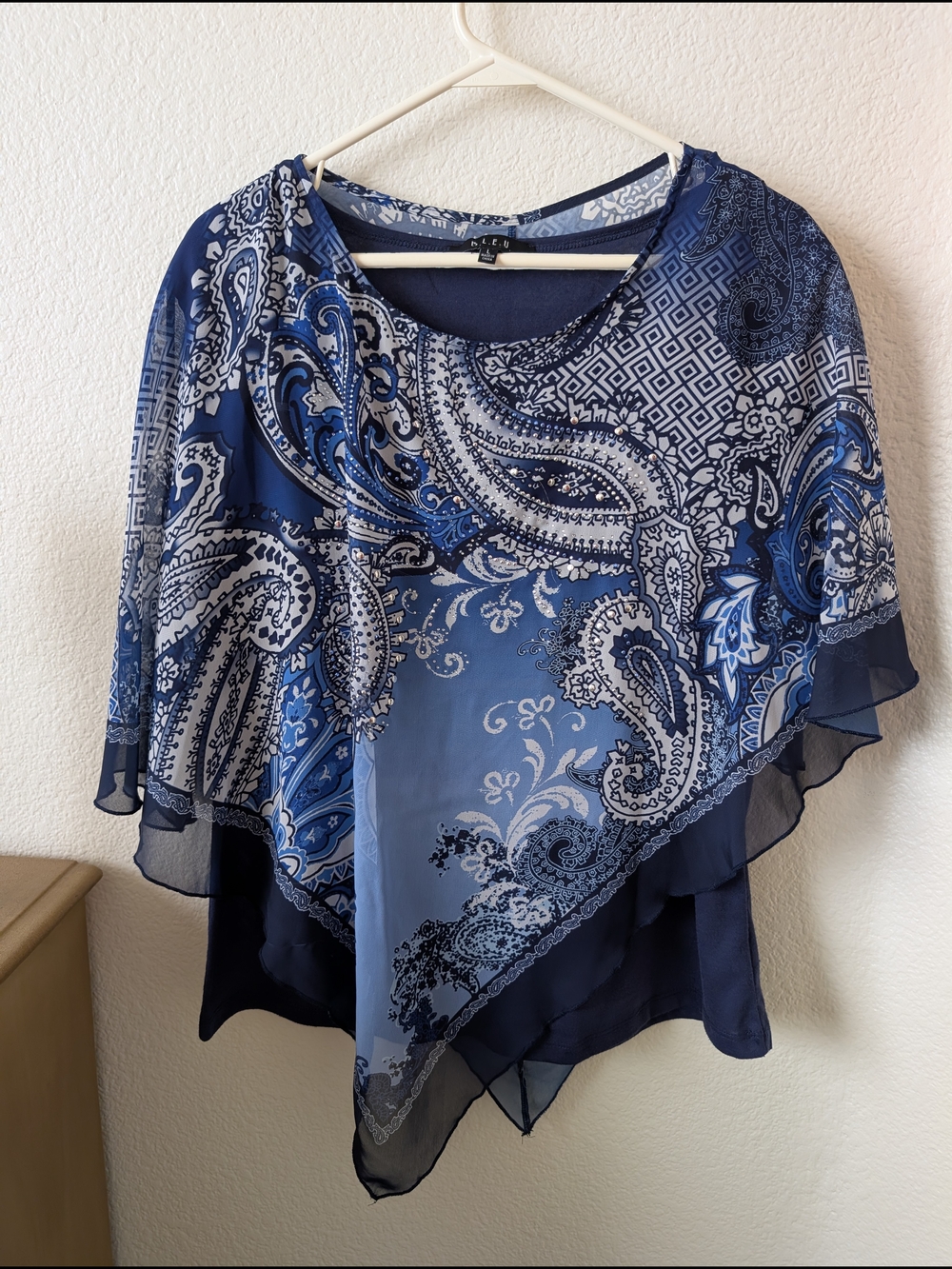 B.L.E.U. Blue Paisley Layered Chiffon Tunic